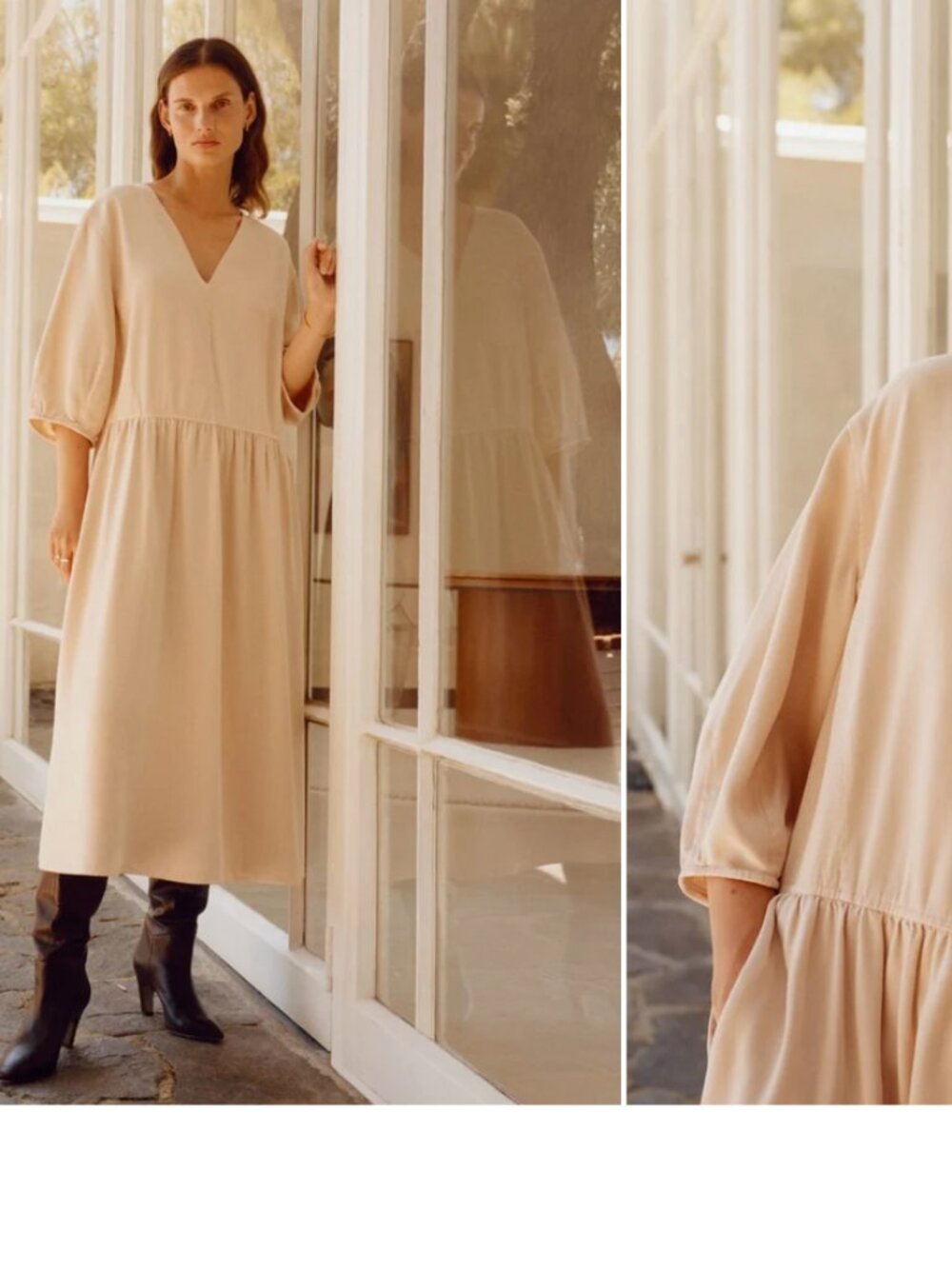 Everlane Pink The TENCEL Puff-Sleeve Dress